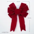 Fiocco di Natale in velluto rosso da appendere con bordo dorato, decorazione natalizia. - Stile Velluto Rosso Bordo Oro (004)