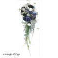Künstlicher blauer Rosen Kaskaden Brautstrauß für Hochzeitsfotografie und Party Dekor 88cm - Nebelblau Wassertropfen Brautstrauß