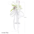 Waldstil Hochzeit Simulation Calla Lilie Sektglas Blume Dekoration mit weissen Bändern 32cm - Calla-Lilie Weinglas Blume (Ohne Glas) / 1 Stück