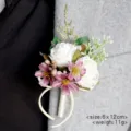Vintage artificial flower wedding boutonniere elegant suit corsage for ceremony party photo prop - Corsage / 6x12cm / White