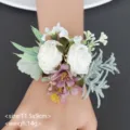 Vintage artificial flower wrist corsage for wedding party, elegant floral photography props. - Wrist Corsage / 11.5x9cm / White