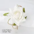 Weißer künstlicher Rosen-Serviettenring mit Juteband-Dekor, Größe 7x6cm, ideal für Hoteldeko. - Elfenbein