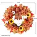 Herbst Erntedank Kürbis Kranz künstliche Ahornblätter Sonnenblume Tür Hängend Dekoration 55cm - Erntedankfest-Kranz