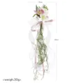 Künstliche Hochzeitsauto Rückspiegel Blume hängender Blumenstrauß mit Bändern 18x48cm - 1 Stück / Rosa
