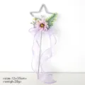 Bacchetta Magica Stella Fiore Rosa con Nastro Organza Viola Accessorio Cosplay 12x35cm - Viola chiaro