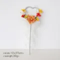 Feenstab Variante mit orange und gelben künstlichen Blumen und weißem Spitzenband Herz. - Orange