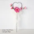 Kinder Feenstab Party Requisite mit künstlichen Blumen und Herz Design für Hochzeit. - Rosenrosa