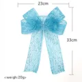 Decorazione con fiocco in rete glitterata blu per sedia da matrimonio e confezione regalo. - 23x33cm / Blu