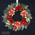 Christmas wreath door hanging holiday decoration with red roses and gold leaves 55x55cm - Style 4