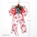 Decorazione con fiocco di Natale fiocco di neve rosso ornamento sospeso per albero - Stile Fiocco Rosso Raso Bianco (005)