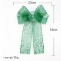Fiocco in rete glitterata verde per decorazione sedie da matrimonio, albero di Natale e pacchi regalo. - 23x33cm / Verde scuro