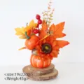 Autumn artificial pumpkin sunflower maple leaf tabletop decor harvest festival holiday ornament - Orange