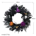 Halloween black wreath with skull pumpkin witch hat 40cm scary party door wall decor. - 40CM / Black (Halloween Theme)