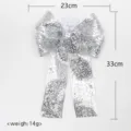 Fiocco glitter argento albero di Natale nastro sospeso sedia matrimonio confezione regalo - 23x33cm / Argento