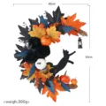 Halloween crescent wreath with black roses, pumpkins, and cat silhouette for holiday decor. - Crescent Moon Cat Wreath