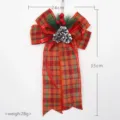 Decorazione sospesa con fiocco scozzese natalizio con pigne e bacche per festa festiva. - Fiocco Plaid con Pigna (009)