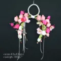 Bridal wedding artificial rose pearl wrist flower bouquet photography prop elegant decor - Pink