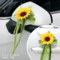 Sonnenblume Auto Hochzeit Spiegel Schleife Dekoration gelbe Blumen Griff Zubehör 1Stk - Nr. 1