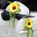 Hochzeit Auto Sonnenblume Rückspiegel Türgriff Dekoration künstliche Blume Schleife Strauß - Nummer 2