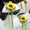 Hochzeitsauto Sonnenblume Dekoration Rückspiegel und Türgriff Band Blumen Set 15x40cm - Größe 3