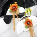 Hochzeit Auto Sonnenblume Dekoration Schleife Rückspiegel Griff Blumen Set 15x40cm 18g - Größe 4