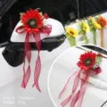 Décoration voiture de mariage tournesol rétroviseur nœud ruban bouquet 15x40cm. - Taille 5