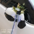 Bruiloft auto achteruitkijkspiegel bloem decoratie blauwe kunstmatige bloemenboeket met linten. - Haze Blauw