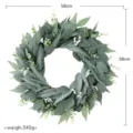 Artificial eucalyptus leaf wreath for front door wall hanging green plant decor 58cm - Green Plant Wreath / Diameter 58cm