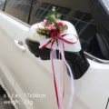 Kunstmatige bloemen decoratie voor trouwauto achteruitkijkspiegel boeket met elegante linten - Wijnrood Roze