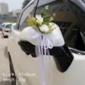Bruiloft auto spiegel kunstbloem decoratie witte lint elegante huwelijk decors SKU - Wit Groen