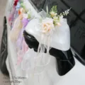 Wedding car rearview mirror decorative flower artificial rose bowknot floral decor 17x36cm - No.2 (White)
