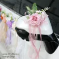 Wedding car rearview mirror artificial flower pink rose bow decoration for wedding party car - No.3 (Pink)