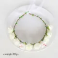 White artificial floral crown fairy headband bridal hair wreath photo prop accessory - Ivory