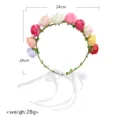 Floral wreath headband with colorful roses and white ribbon for wedding party photo prop. - Colorful