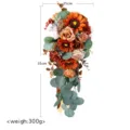 Artificial cascading wedding bridal bouquet with sunflower and rose for bridal photography. - 55cmx25cm / Burnt Orange Sunflower Teardrop Bouquet