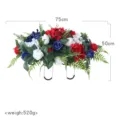Kunstseide Blumen Grabstein Dekoration rot weiss blau Blumenarrangement 75x50cm 520g - Friedhofs-Blumensattel