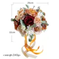 Simulation artificial rose bridal wedding bouquet fake flower home table decor 26x32cm - Semi-Spherical Hand Bouquet / Burgundy and Dirty Orange