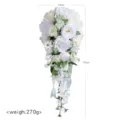 Weißer Hochzeitskaskaden-Blumenstrauß, künstliche Braut-Tränenblumen für die Dekoration. - Wassertropfen-Wasserfall-Stil / Weiß