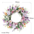 Frühling künstlicher Gänseblümchen Blumenkranz Hochzeit Tür Wand Hängende Deko 50cm - Rosa und Lila Blumenkranz / Durchmesser 50CM