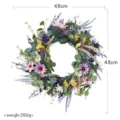 Künstlicher Lavendel Kranz 48cm Skandinavische Deko Wandtür Hängekranz für Hochzeit - Lila Lavendelkranz