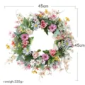 Artificial daisy flower wreath for spring home decor and wedding party floral arrangement. - Blue Pink Spring Wreath