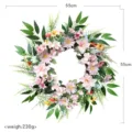 Künstlicher Frühlings Blumenkranz für Haustür und Wandbehang Dekoration 55cm 230g - 55cm / Frühlingsrosa Kranz