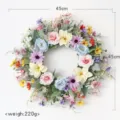Artificial flower wreath 45cm spring floral decoration for wedding home decor and indoor wall hanging. - Blue Pink Purple Spring Wreath