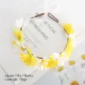 Kids yellow and white daisy flower headband with white ribbon for wedding party. - Yellow