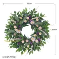 Kunstliche grüne Blätter Gänseblümchen Blumenkranz 60cm Wandbehang Heimdekoration Hochzeitsdekor - Durchmesser 60cm / Rosa-Lila
