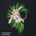 Artificial eucalyptus door wreath with burlap bow and pink flowers for home decor 50x80cm - Style 1