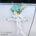 Wedding car door handle flower, blue calla lily artificial flower decoration with white bow - Blue