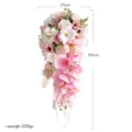 Cascade kunstmatige bruidsboeket roze zijden bloemen voor huwelijk bruiloft decor 25x60cm - Kaskade Traanvorm Boeket / 25x60cm