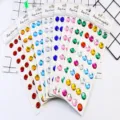 Colorful rhinestone crystal gemstone stickers close up view with backing cards detail. - 32 Pcs Round Gemstones / Colorful