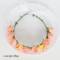 Floral crown headband for women girls, sweet fairy flower hair garland for party photo props. - Watermelon Pink